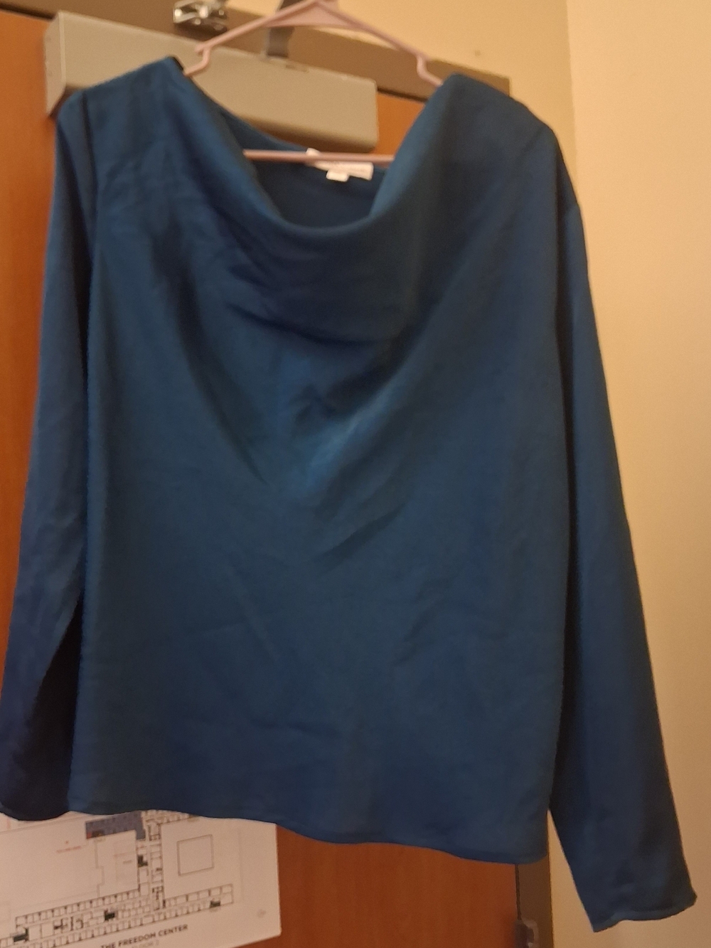 Women’s Long-Sleeve Cowl Neck Top - Teal